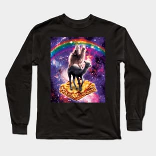 Space Cat Llama Alpaca Riding Lasagne Long Sleeve T-Shirt